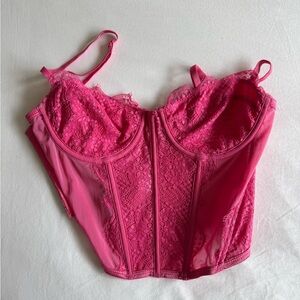 White fox hot pink corset top!